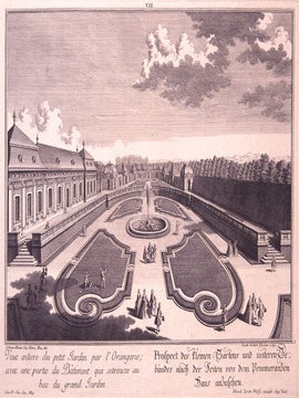 Veue entiere du petit Jardin par l'Orangerie. Residences Memorables.