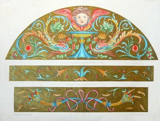 Intarsien Fullung am Chorgestuhl im Dome zu Genua. Italienische Flachornamente aus der Zeit der Renaissance.