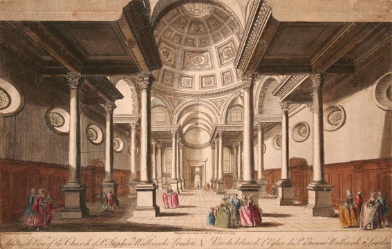 Item nr. 120847 An Inside View of the Church of St. Stephen Wallbrook, London. T. Bowles.