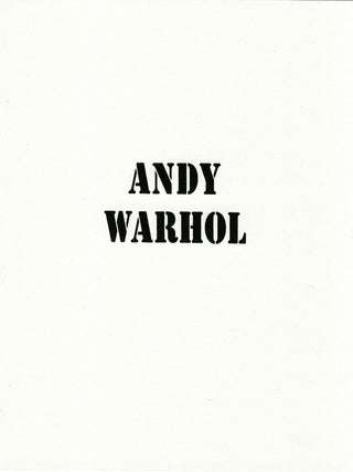 Item nr. 123010 ANDY WARHOL. Paris. Ileana Sonnabend Gallery
