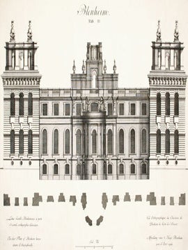 The East Front of Blenheim house drawn othographically. Britannia Illustrata.