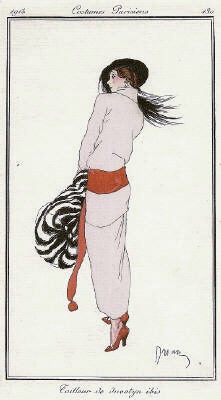 Tailleur de duvetyn ibis. Costumes Parisiens.