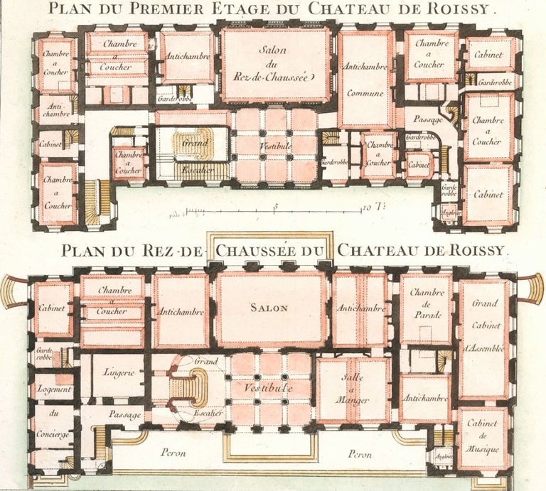 Item nr. 127369 Cahier 3, Plate 10. Plan du Premier Etage du Chateau de Roissy. Les Jardins Anglo-Chinois. Georges Louis Le Rouge.