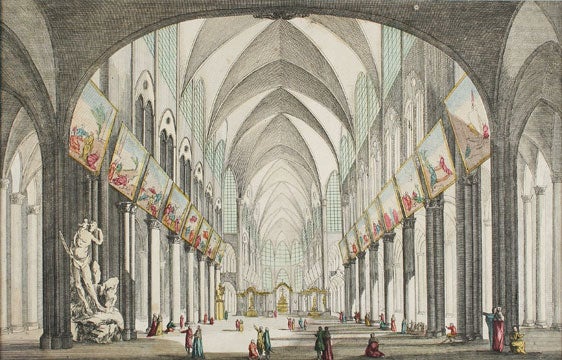 Item nr. 135861 [Perspective view of the interior of Notre Dame Cathedral in Paris]. French School.