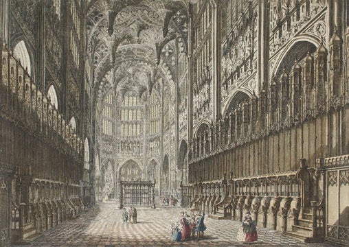 Item nr. 135873 Vue perspective de l'interieur de la Chapelle du Roy Henry VII. European School.