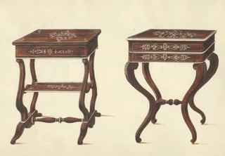 Item nr. 138137 Two Small Tables. Table designs from a cabinet-maker's catalog of Charles X...