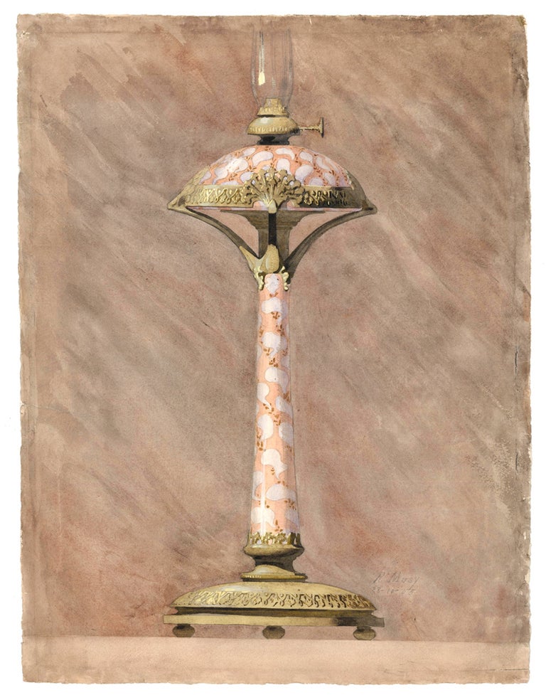 Item nr. 138681 Original watercolor design of an Art Nouveau lamp. R. Musy.