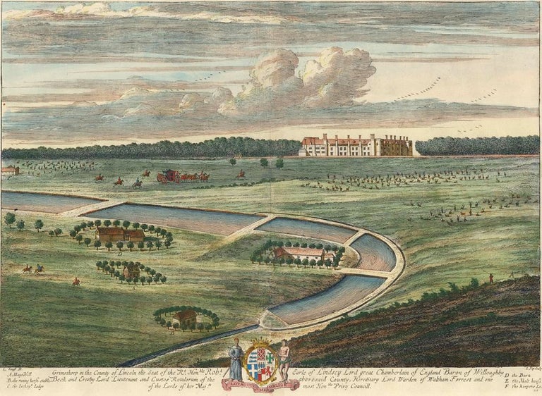 Item nr. 141402 Pl. 21. Grimsthorp in the County of Lincoln the Seat of the Rt. Honble. Robt. Earle of Lindsey Lord great Chamberlain of England Baron of Willoughby Beck... Britannia Illustrata or Views of Several of the Queen's Palaces. Johann Kip.
