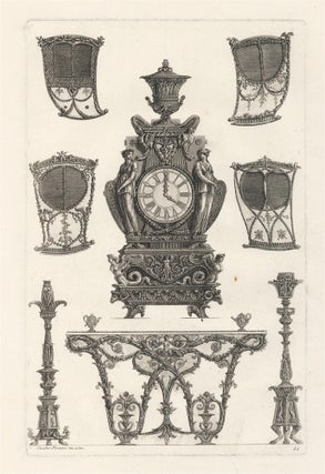 Item nr. 142739 61. [Four sedan chairs, a clock, a side table and two candelabra]. Giovanni...