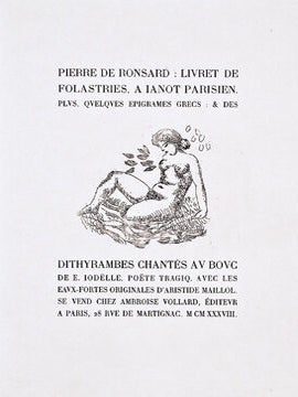 Item nr. 146005 Livret de Folastries. Aristide MAILLOL