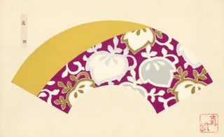 Item nr. 147387 Plum, yellow, silver and gold floral pattern. Japanese Fan Design. Japanese School