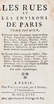 Item nr. 148562 Les Rues et les Environs de Paris. Jean-Baptiste-Michel Renou de Chevigné JAILLOT, PARIS.