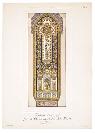 Item nr. 149744 Dessin d'un tapis pur le Choeur de l'Eglise Notre Dame de Paris. J. Saude, Henri...