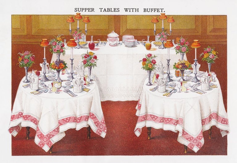 Item nr. 152070 Supper Tables with Buffet. Mrs. Beeton's Book of Household Management. Isabella Beeton.