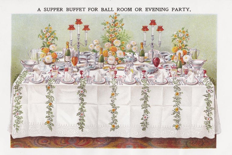Item nr. 152075 Supper Buffet for Ball Room or Evening Party. Mrs. Beeton's Book of Household Management. Isabella Beeton.