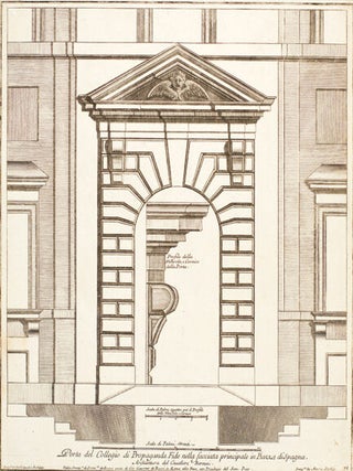Porta del Collegio di Propaganda Fide nella facciata principale in Piazza di Spagna. Studio d'architettura Civile Sopra Gli Ornamenti di Porte e Finestre