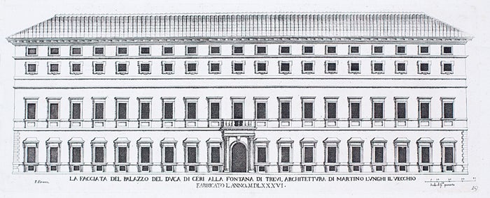 Item nr. 152149 La Facciata del Palazzo del Duca di Ceri alla Fontana di Trevi. Palazzi di Roma de Piu Celebri Architetti. Pietro Ferrerio.