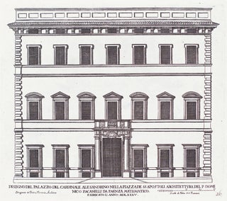 Disegno del Palazzo del Cardinale Alesandrino nella Piazza de SS Apostoli. Palazzi di Roma de Piu Celebri Architetti.