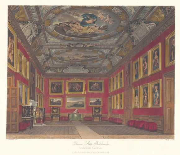 Item nr. 152472 Queen's State Bedchamber, Windsor Castle. The History of the Royal Residences. W. H. Pyne, Pyne.