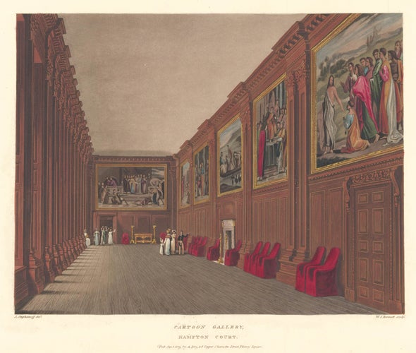 Item nr. 152514 Cartoon Gallery, Hampton Court Palace. The History of the Royal Residences. W. H. Pyne.