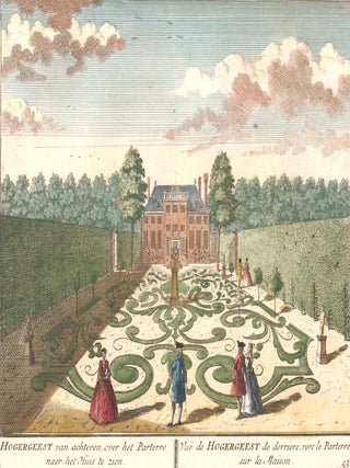 Item nr. 152544 Hogergeest van achteren over het Parterre naer het Huis te zien. Het Zegenpralent...