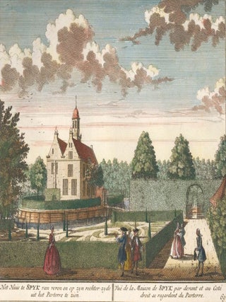Item nr. 152549 Het Huis te Spyk van voren en op zyn rechter-zyde uit het Parterre te zien. Het...