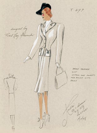 Item nr. 153742 Pl. T697. Braid trimmed suit. Andre Fashions. Pearl Levy Alexander