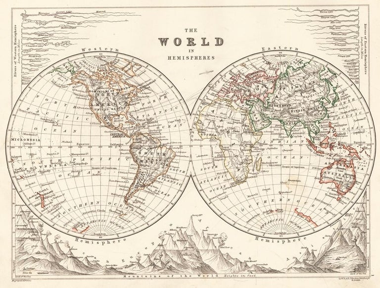 Item nr. 154012 The World in Hemispheres. The Cabinet Atlas of the World. Alexander Keith Johnston.