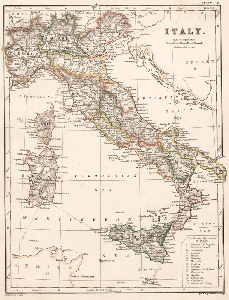 Item nr. 154029 Italy. The Cabinet Atlas of the World. Alexander Keith Johnston.