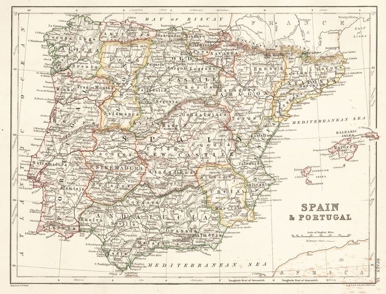 Item nr. 154030 Spain & Portugal. The Cabinet Atlas of the World. Alexander Keith Johnston.