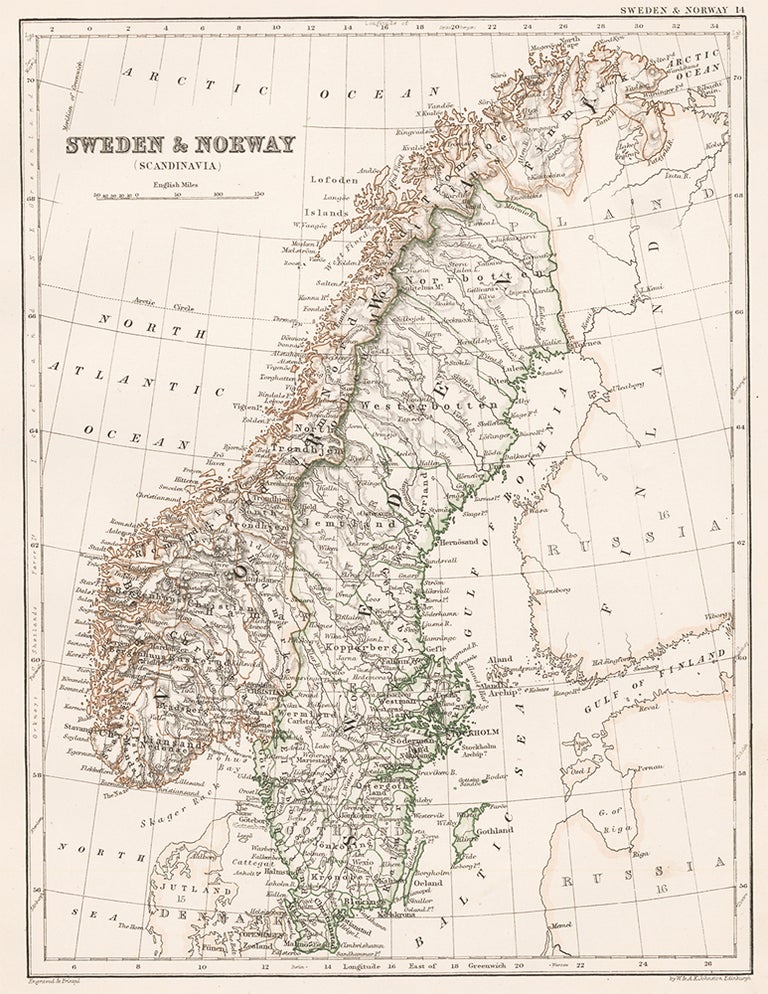 Item nr. 154031 Sweden & Norway. The Cabinet Atlas of the World. Alexander Keith Johnston.