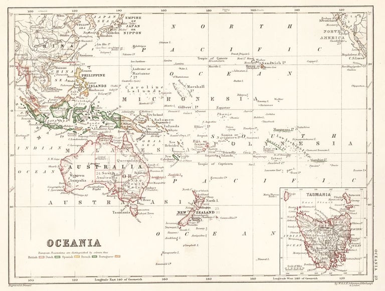 Item nr. 154042 Oceania. The Cabinet Atlas of the World. Alexander Keith Johnston.