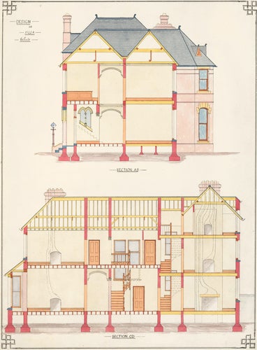 Item nr. 155209 Section A.B. and Section C.D. Design for Villa Residence. F. Reginald Watson.