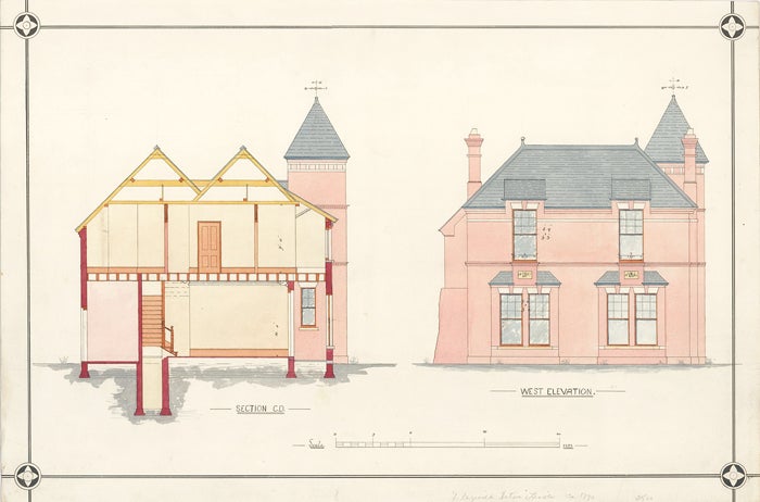 Item nr. 155220 Section C.D. and West Elevation of a Villa. F. Reginald Watson.