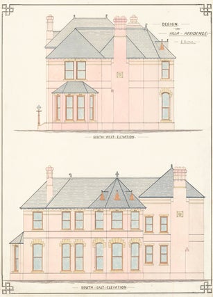 Southwest and Southeast Elevations. Design for Villa Residence.