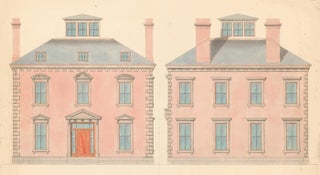 Front and back elevations of a house in Chelsea, MA. American Architectural Rendering.