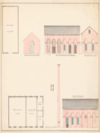 Item nr. 155255 Elevations and plans of a water plant in Chelsea, MA. American Architectural...