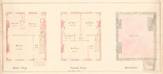 Item nr. 155258 First, second and foundation floor plans of a house in Chelsea, MA. American...