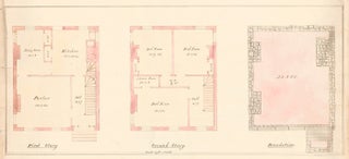 First, second and foundation floor plans of a house in Chelsea, MA. American Architectural Rendering.