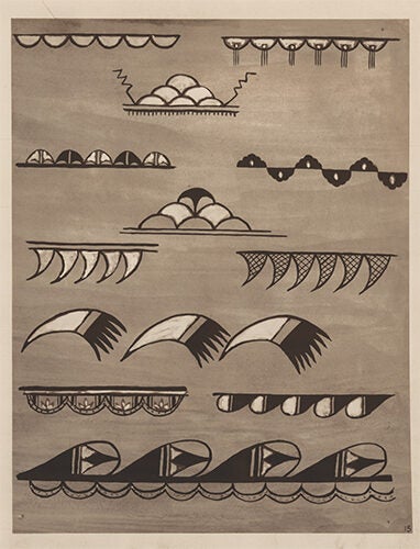 Symbolic Cloud, Lightning and Rain motifs. American Indian Designs
