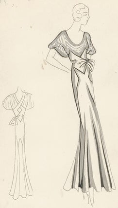 Item nr. 155798 Pl. 16. Silver gown with tie waist and draped sleeves. Original Fashion...