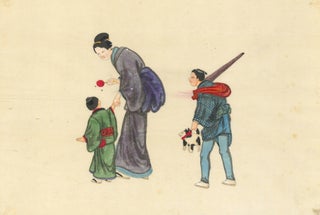 Woman with children and toys