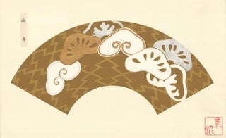 Item nr. 156227 Gold background with copper and white blossoms. Japanese Fan Design. Japanese School