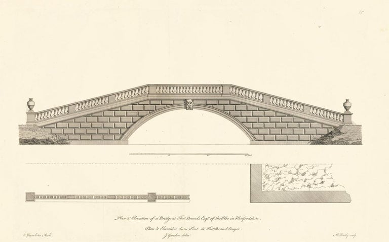 Item nr. 156278 Plan and Elevation of a Bridge at Thomas Brand's Esq. A Compleat Body of Architecture. Matthias Darly.