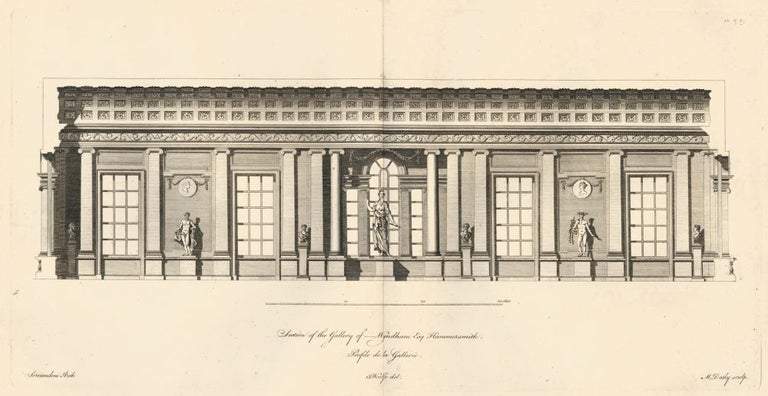 Item nr. 156280 Section of the Gallery of Wyndham Esquire, Hammersmith. A Compleat Body of Architecture. Matthias Darly.