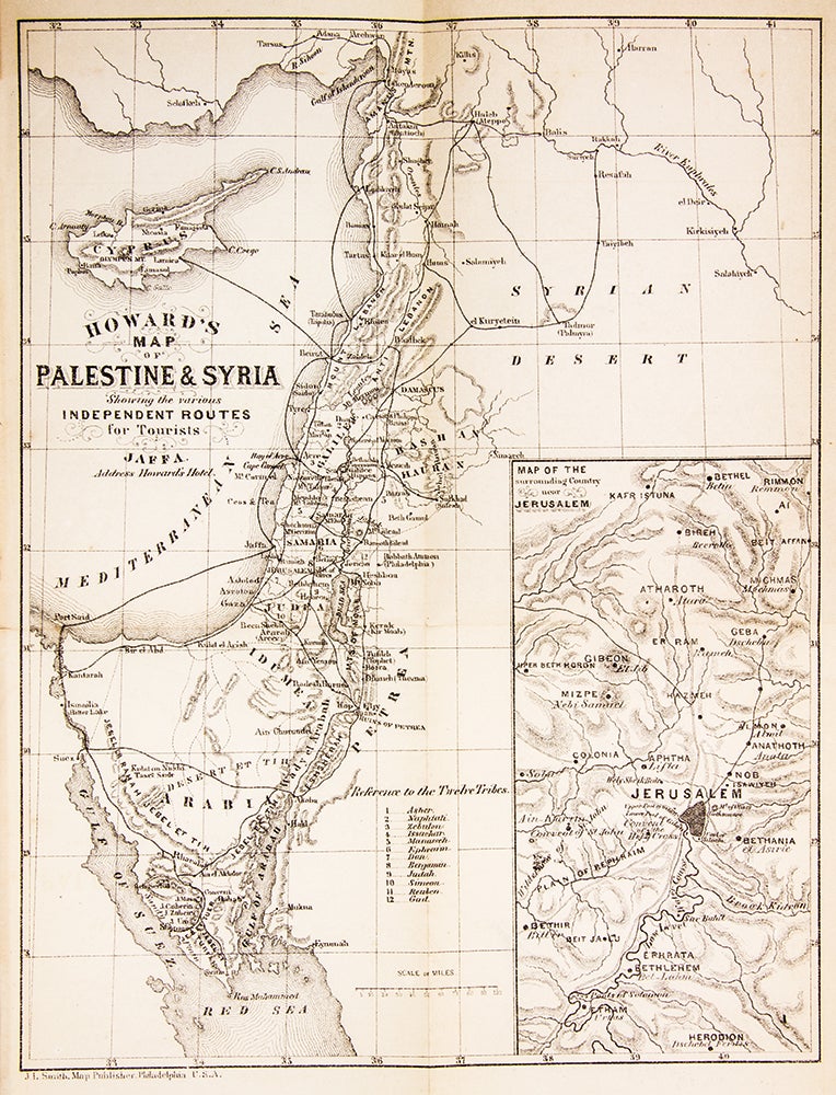 Item nr. 156286 Howard's Guide to Jerusalem and vicinity. With map of Palestine. Alexander HOWARD.