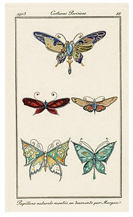 Item nr. 156688 Papillons naturels montés en diamants par Morgan. Costumes Parisiens. French School, Costumes Parisiens.