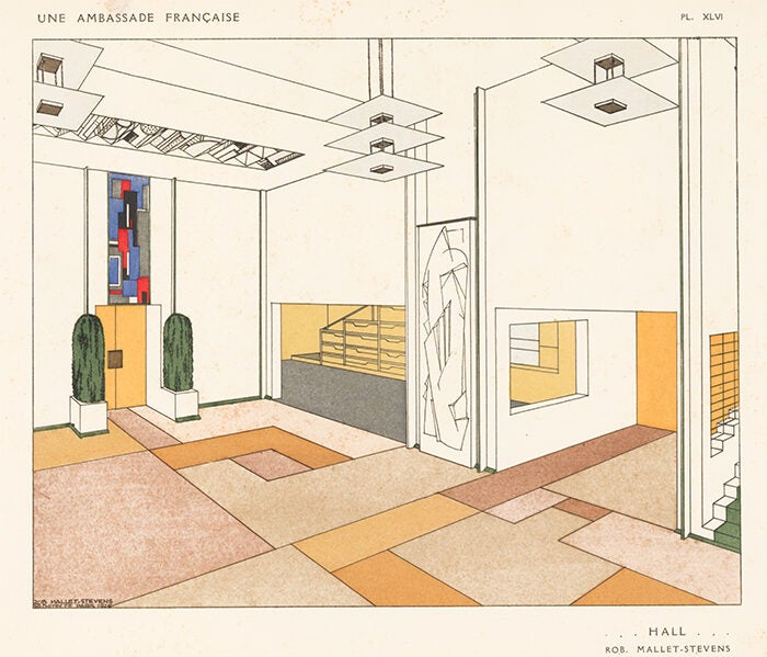 額装済/Hall d　Ambassade 1924/マレット Hall by Rob Mallet-Stevens. Une Ambassade Francaise | Rene Chavance