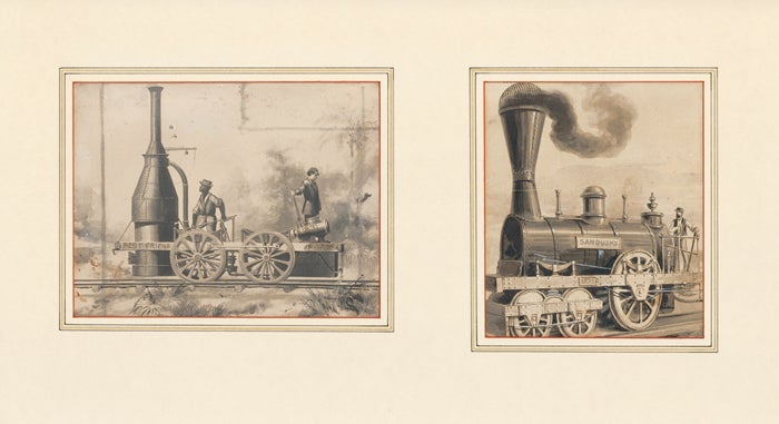 Item nr. 156788 Best Friend (1831) and Sandusky (1837) Locomotives. Unknown.