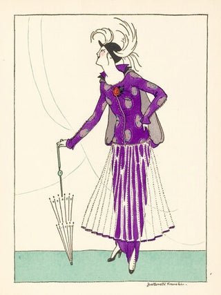 Item nr. 156810 Woman in Purple Dress with an Umbrella. Le Dessus du Panier. Zoe de Borelli-Vranska